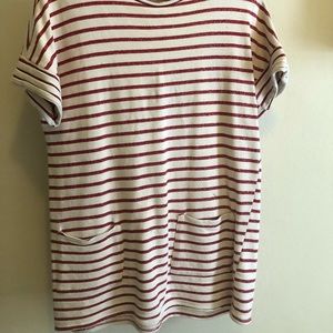 Red and white striped oversized top